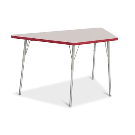 Jonti-Craft Berries Trapezoid Activity Tables, 30 in. x 60 in., A-height, Freckled Gray/Red/Gray 6443JCA008